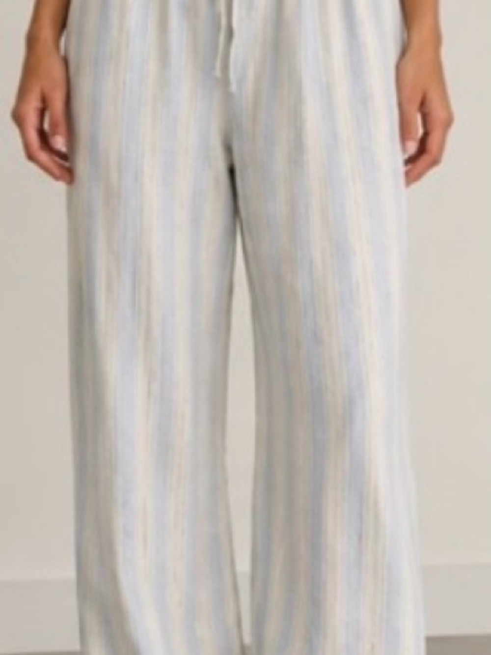 *NWT Joah Brown Relaxed Everyday Pant in Natural White & Blue Striped Gauze - S.